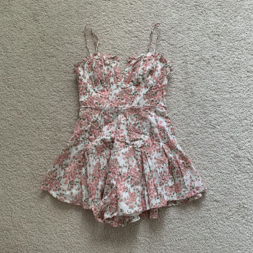Pink floral romper